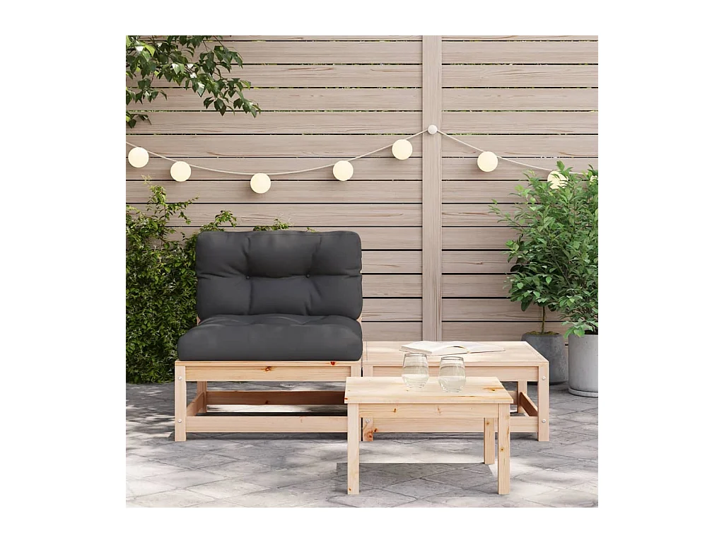 Canapé de jardin sans accoudoirs avec coussins et repose-pieds FR37121