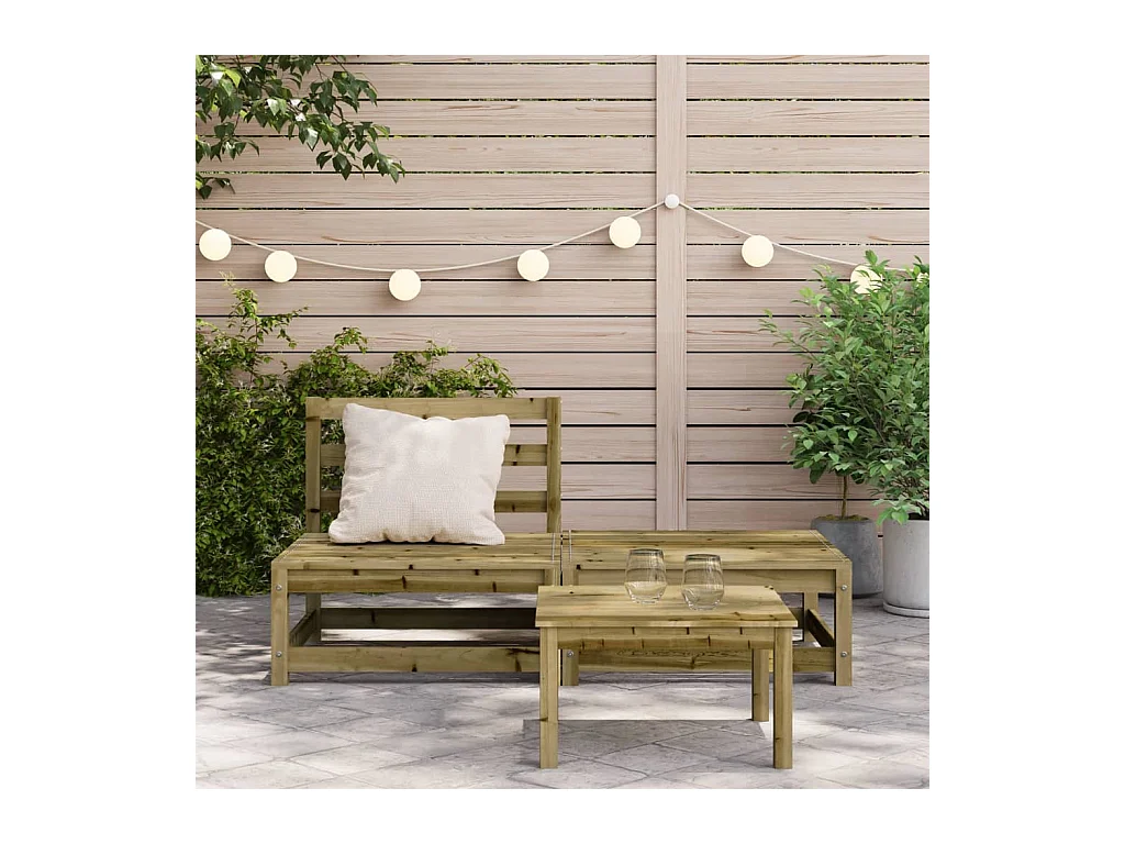 Canapé de jardin sans accoudoirs repose-pieds bois pin imprégné FR74787