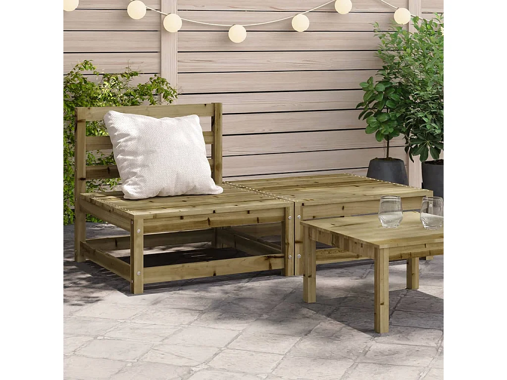 Canapé de jardin sans accoudoirs repose-pieds bois pin imprégné FR74787