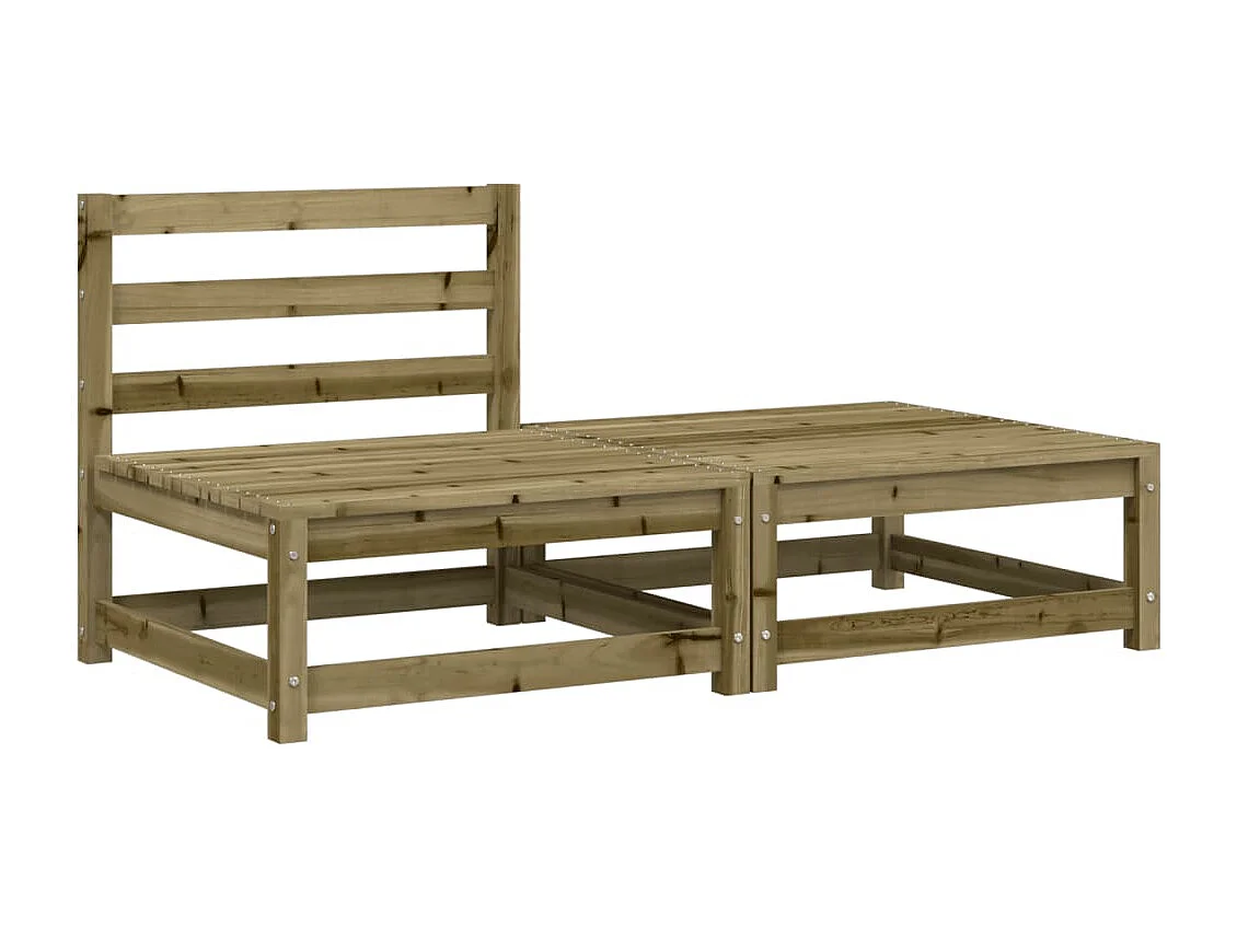 Canapé de jardin sans accoudoirs repose-pieds bois pin imprégné FR74787