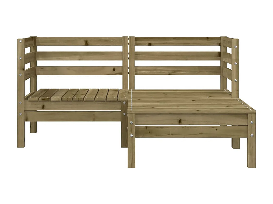 Canapé de jardin 2 places avec repose-pieds bois pin imprégné FR28663