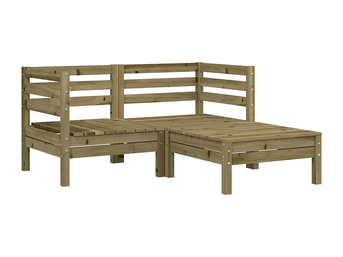 Canapé de jardin 2 places avec repose-pieds bois pin imprégné FR28663