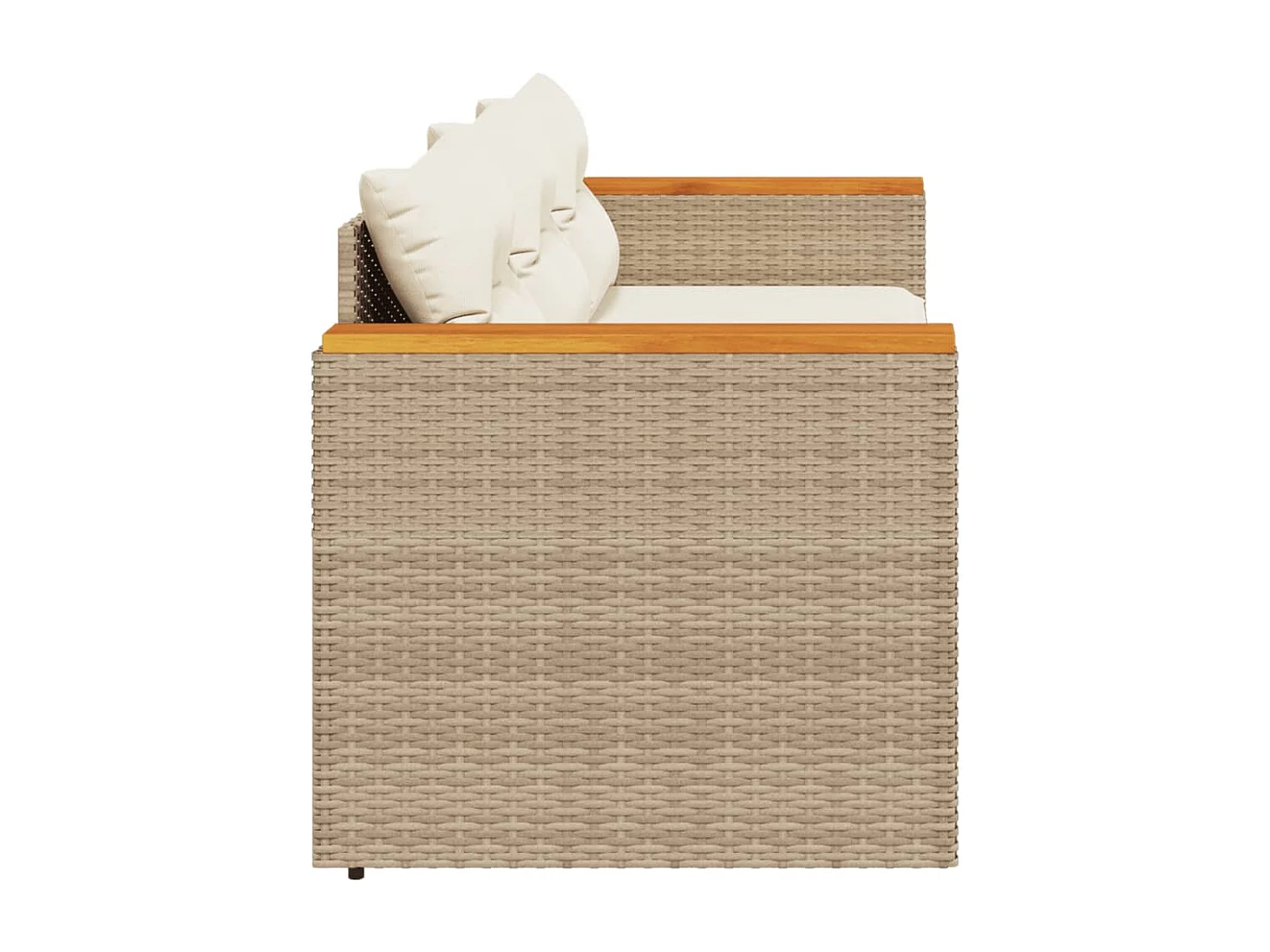 Canapé de jardin avec coussins 3 places beige résine tressée FR497163