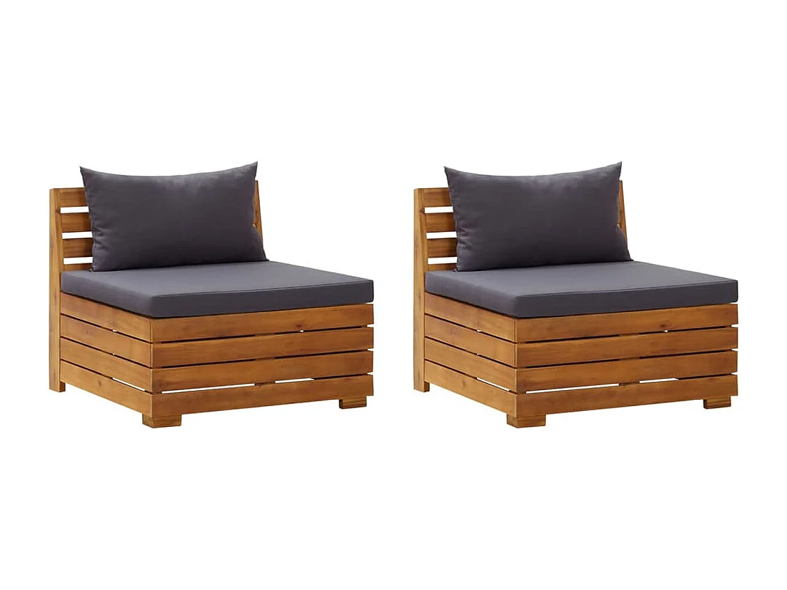 Canapé de jardin 2 places avec coussins Bois d'acacia massif FR67462