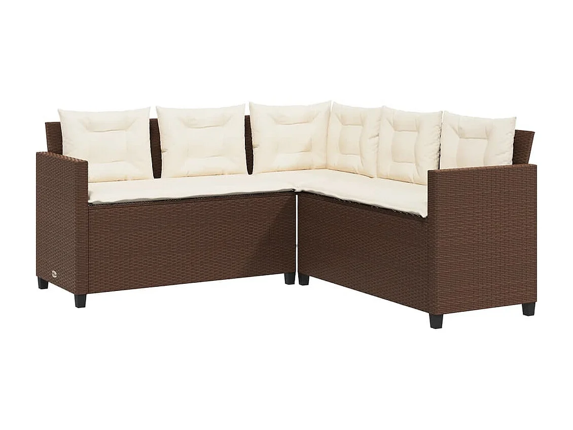 Canapé de jardin avec table et coussins en forme de L marron FR70567