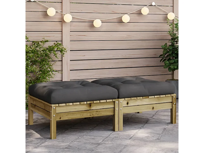 Apoios de pés p/ jardim c/ almofadões 2 pcs pinho impregnado PT649048