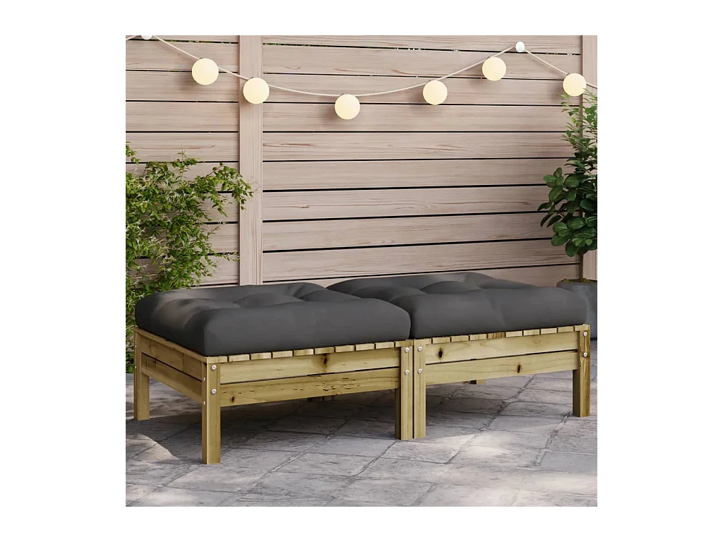 Canapé de jardin - Repose-pieds de jardin avec coussins 2 pcs bois de pin imprégné FR65609