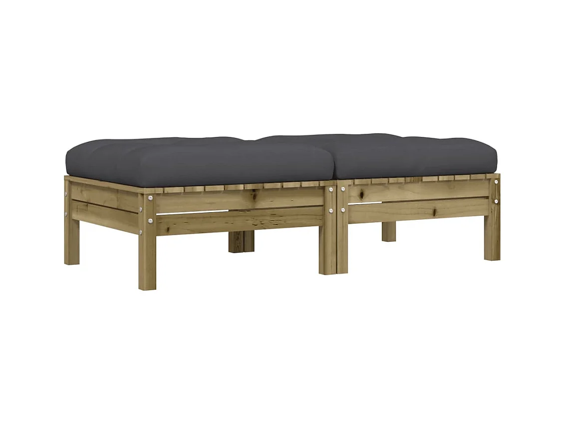 Canapé de jardin - Repose-pieds de jardin avec coussins 2 pcs bois de pin imprégné FR65609