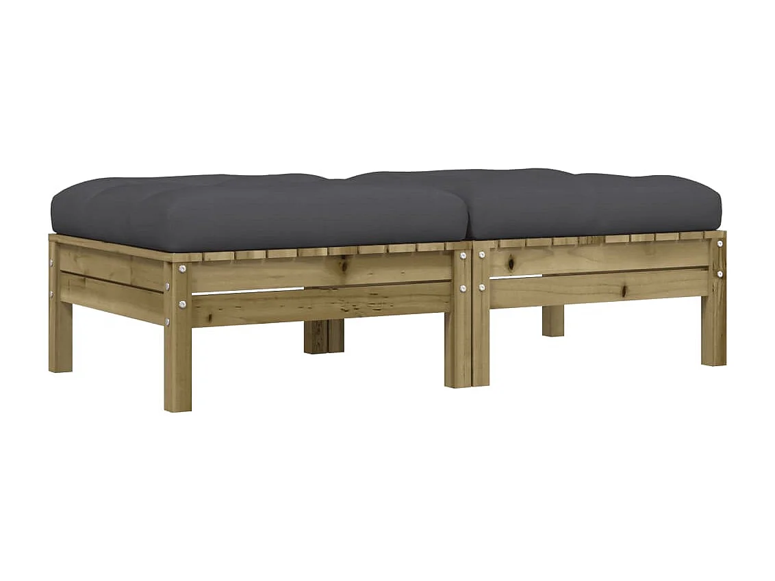Canapé de jardin - Repose-pieds de jardin avec coussins 2 pcs bois de pin imprégné FR65609