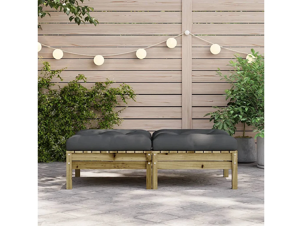 Canapé de jardin - Repose-pieds de jardin avec coussins 2 pcs bois de pin imprégné FR65609