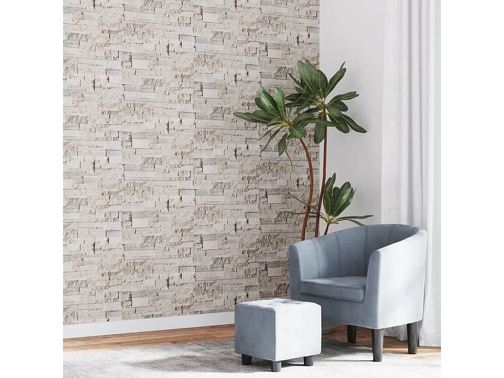 Papier peint 3D aspect de pierre crème 10x0,53 m non tissé FR815348