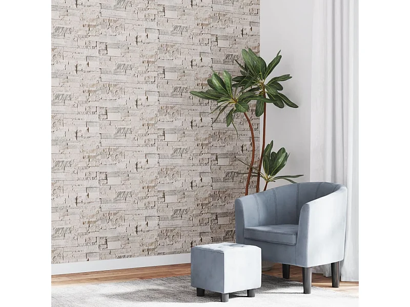 Papel de parede 3D com aspeto de pedra cor creme PT377197