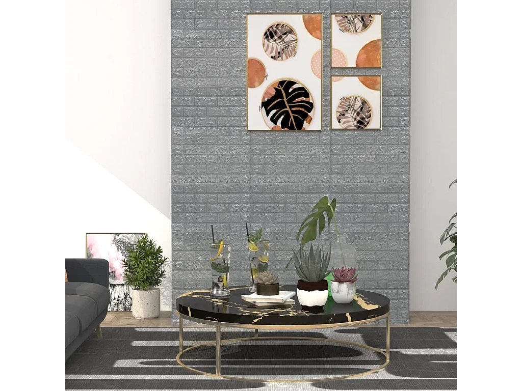 3D-behang zelfklevend 20 st bakstenen antracietkleurig BE354443