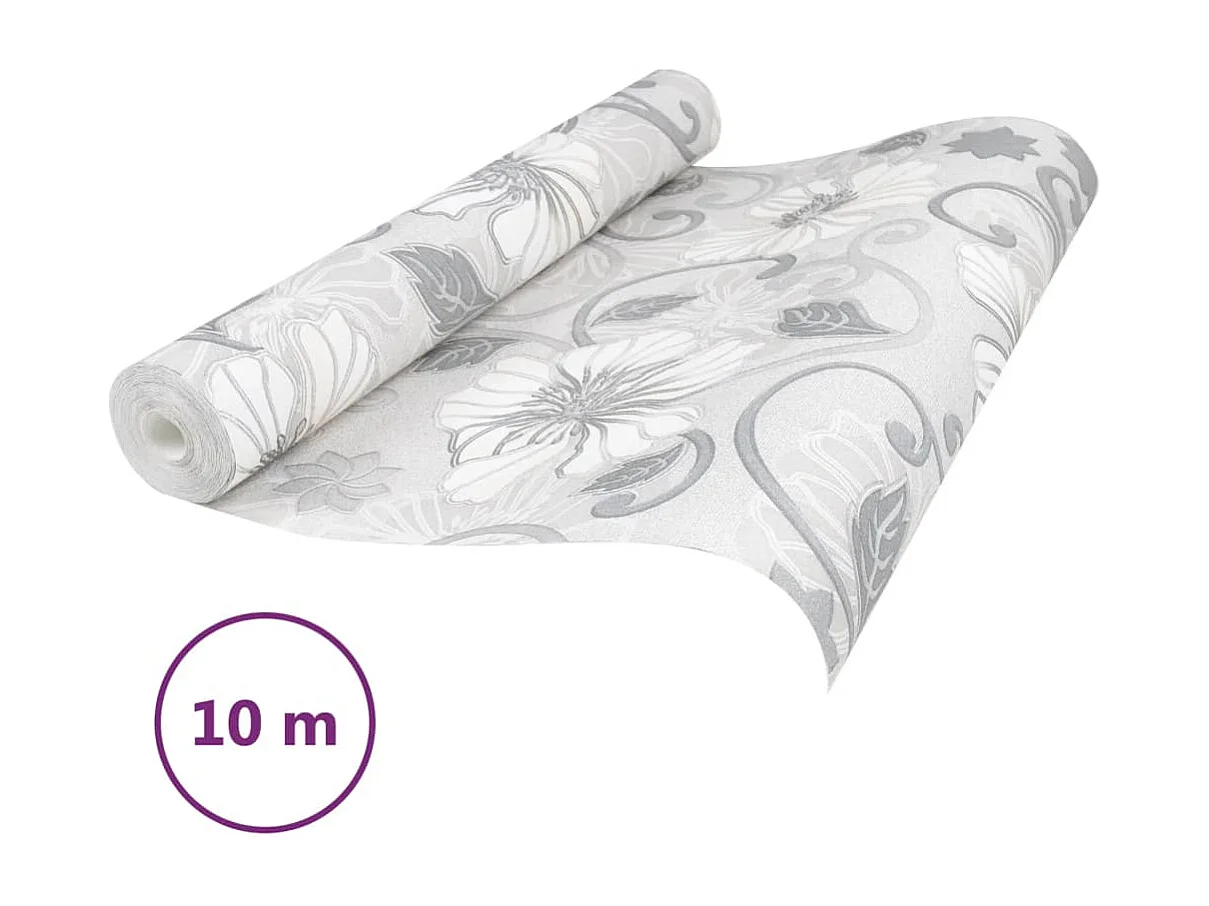 Papier peint 3D motif de fleur gris 10x0,53 m non tissé FR378076
