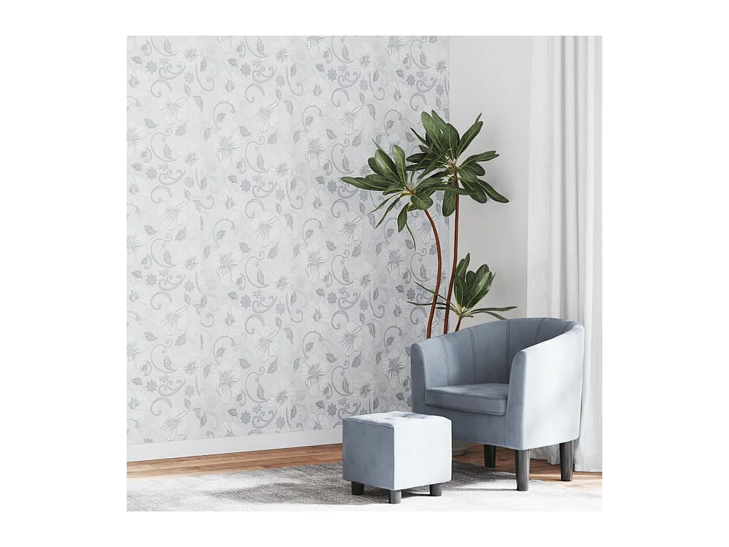 Papier peint 3D motif de fleur gris 10x0,53 m non tissé FR378076
