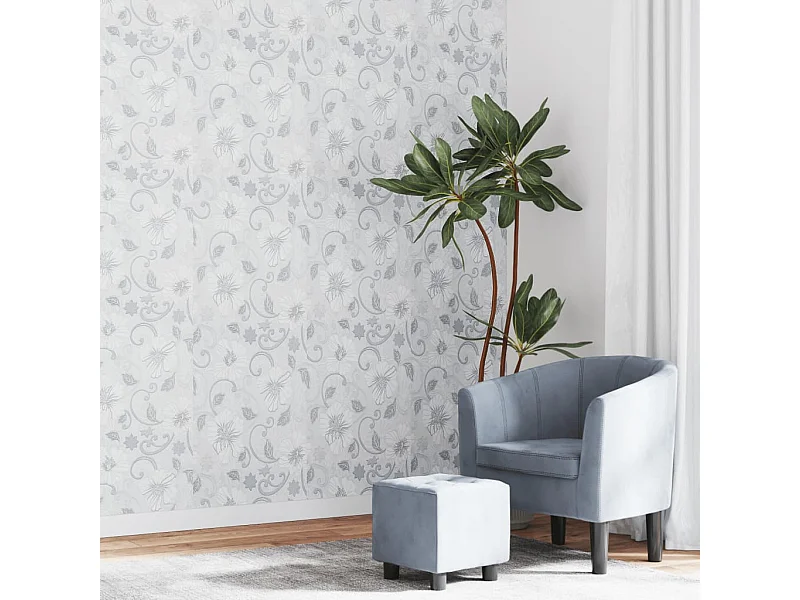 Papel de parede 3D com padrão de flores cinzento PT424465