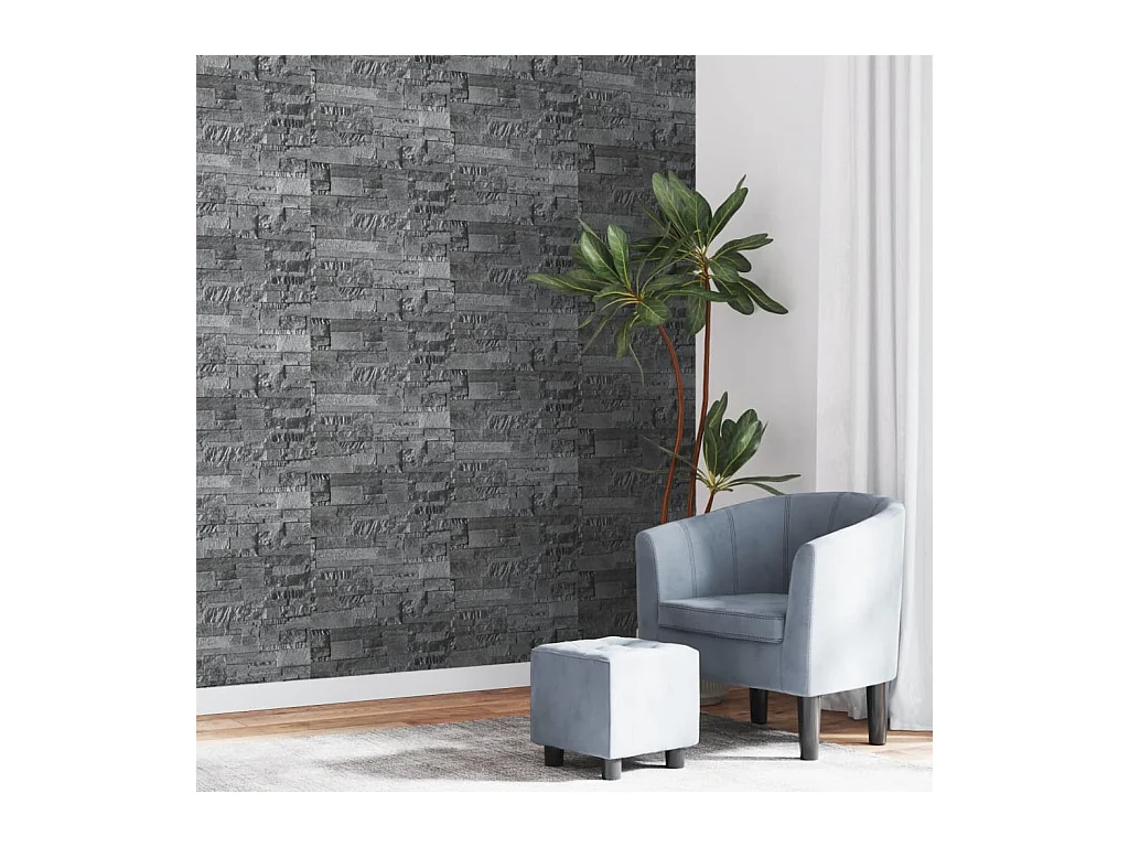 Papier peint 3D aspect de pierre noir 10x0,53 m non tissé FR222939