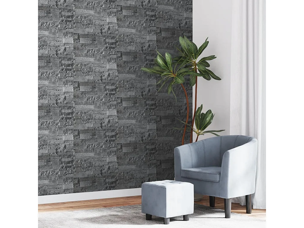 Papel pintado 3D no tejido aspecto piedra negro10x0,53 m ES374530