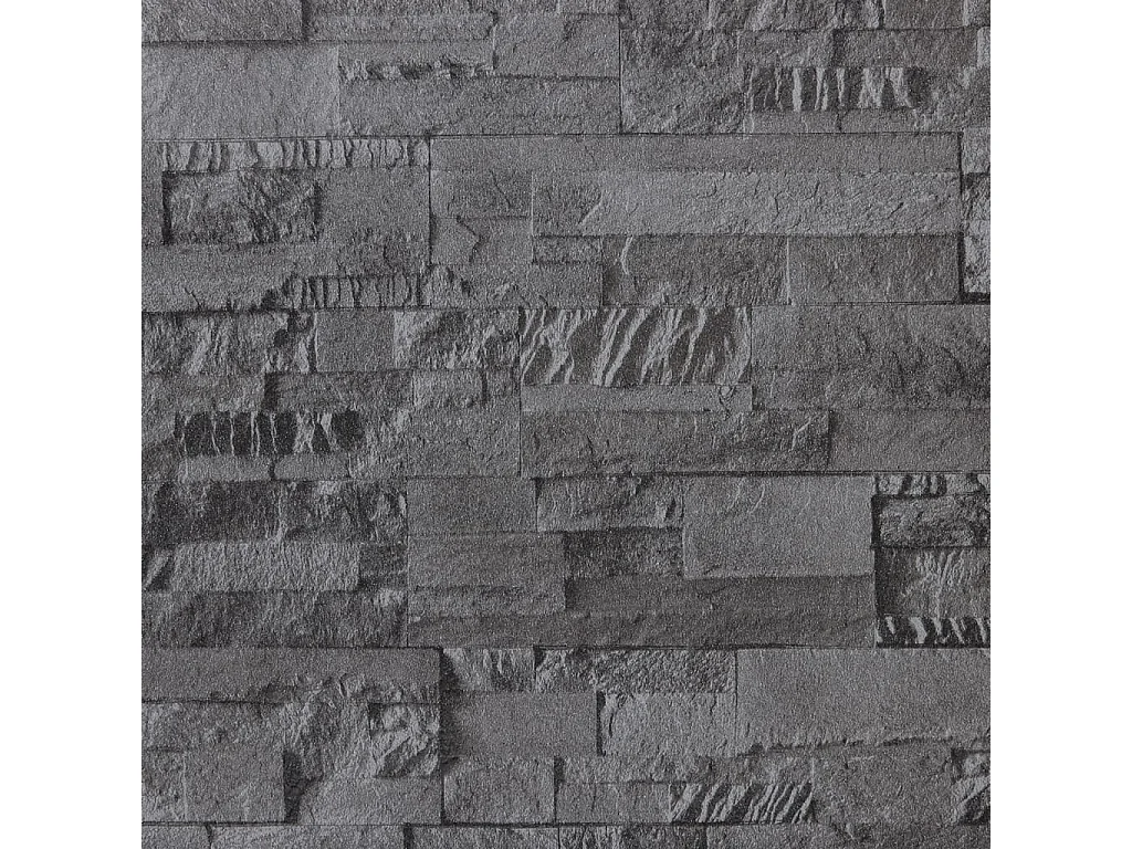 Papel pintado 3D no tejido aspecto piedra negro10x0,53 m ES374530