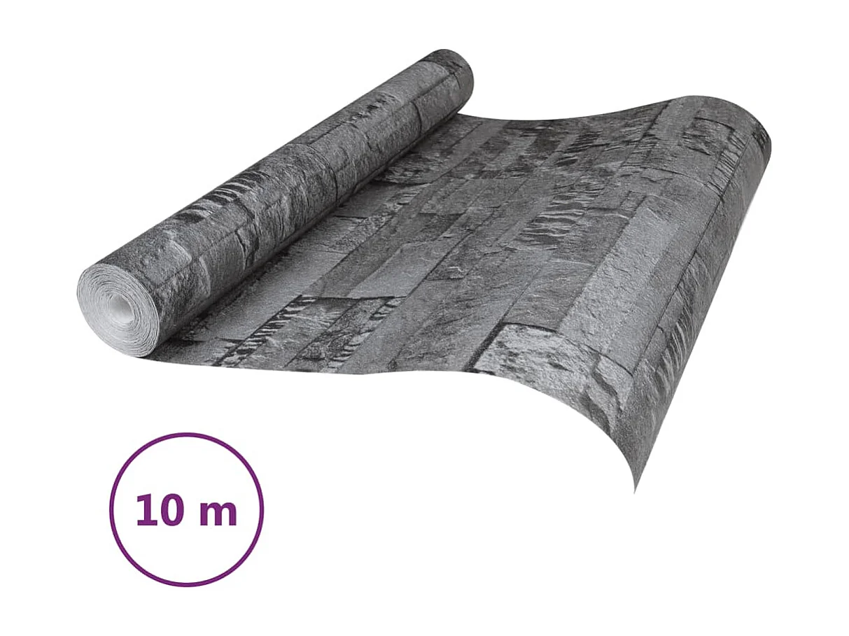 Papel pintado 3D no tejido aspecto piedra negro10x0,53 m ES374530
