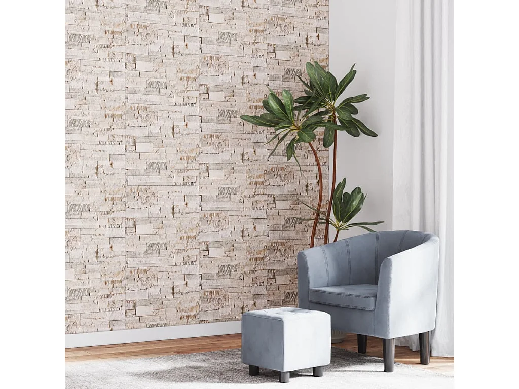 Papier peint 3D aspect de pierre gris beige 10x0,53 m non tissé FR421368