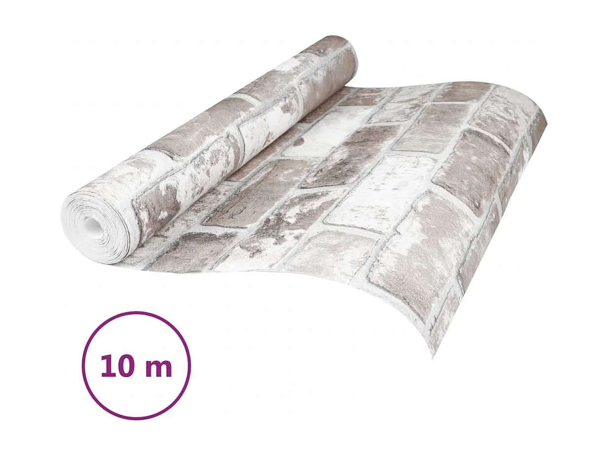 Papier peint 3D motif de brique gris 10x0,53 m non tissé FR143601