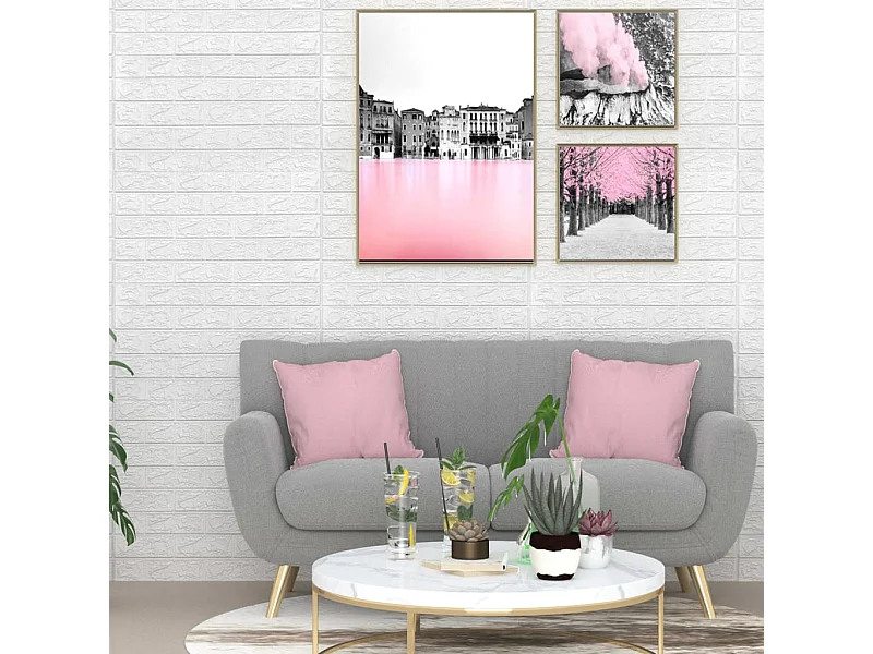 Papel de parede 3D autoadesivo tijolos 10 pcs branco PT446935