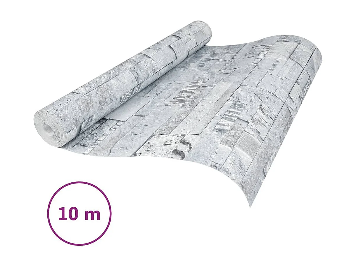 Papier peint 3D aspect de pierre gris clair 10x0,53 m non tissé FR971488