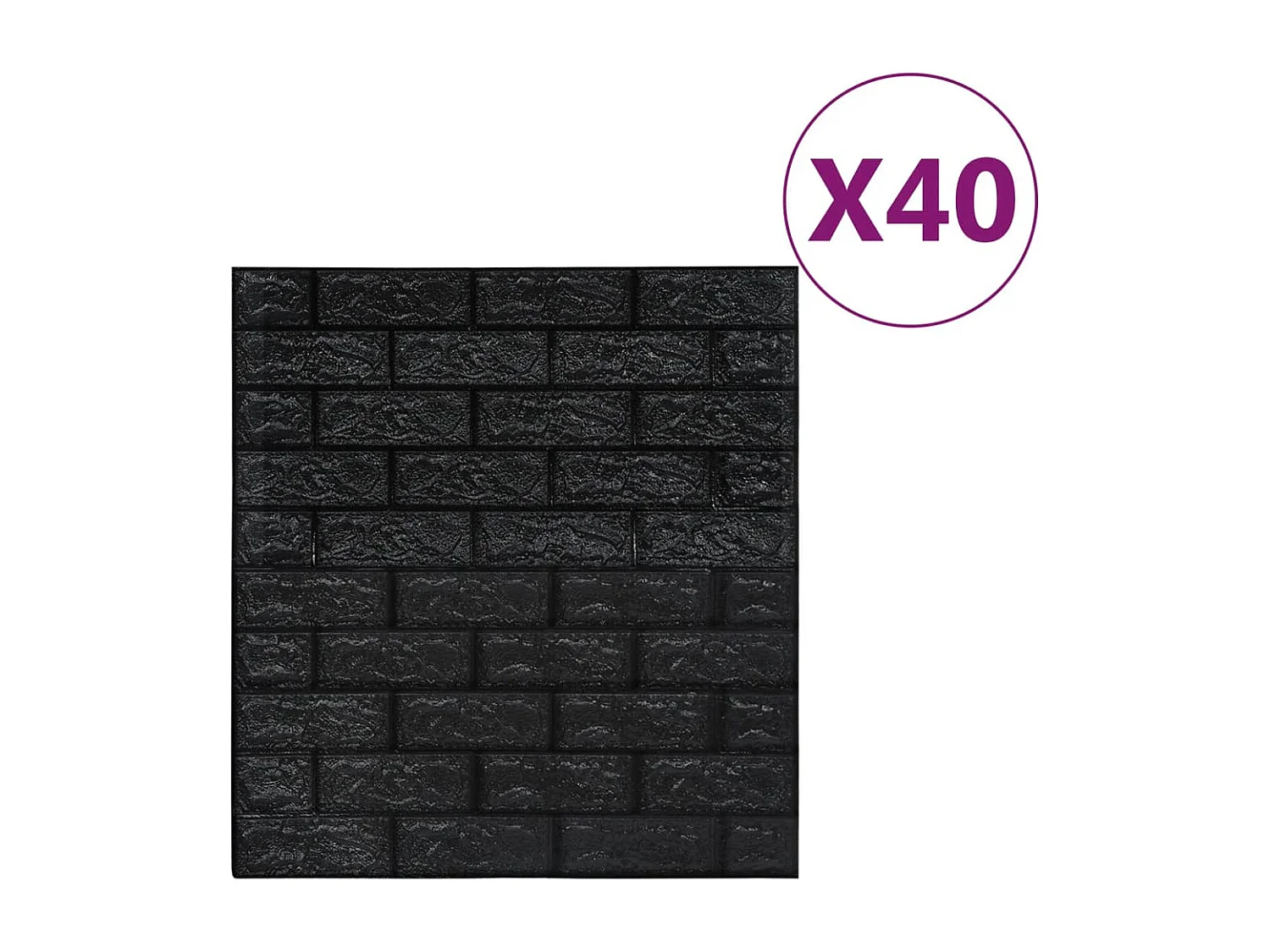 Papier peint 3D autoadhésif Briques 40 pcs Noir FR801372