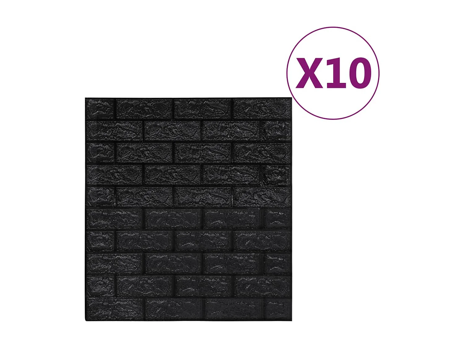 Papier peint 3D autoadhésif Briques 10 pcs Noir FR251008