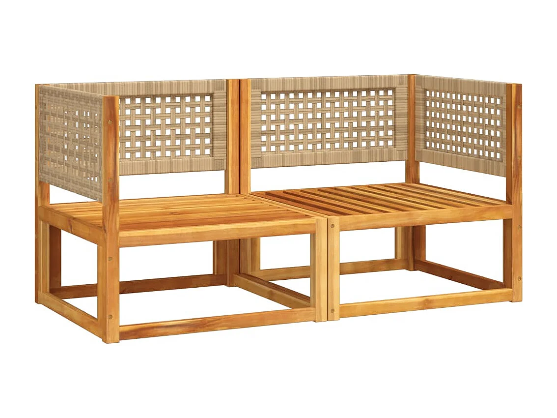 Lot de 2 Canapés d'angle de jardin et coussins bois massif d'acacia FR77605