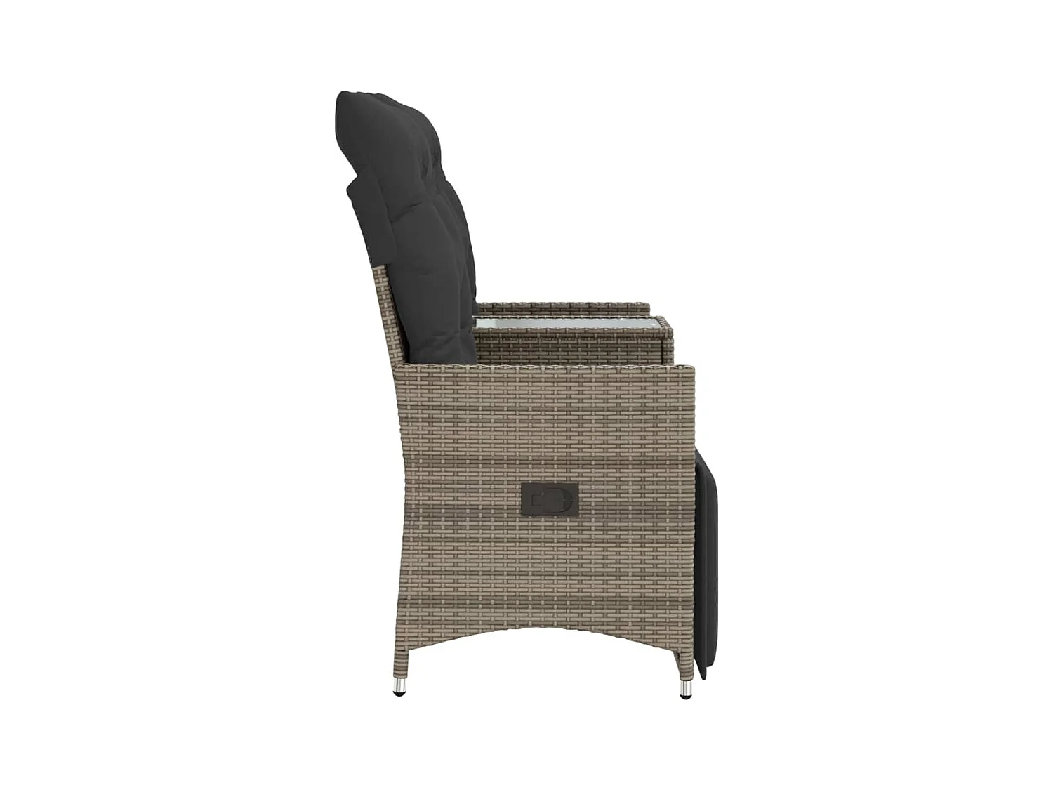 Tuinbank 2-zits verstelbaar met tafel poly rattan grijs BE118918