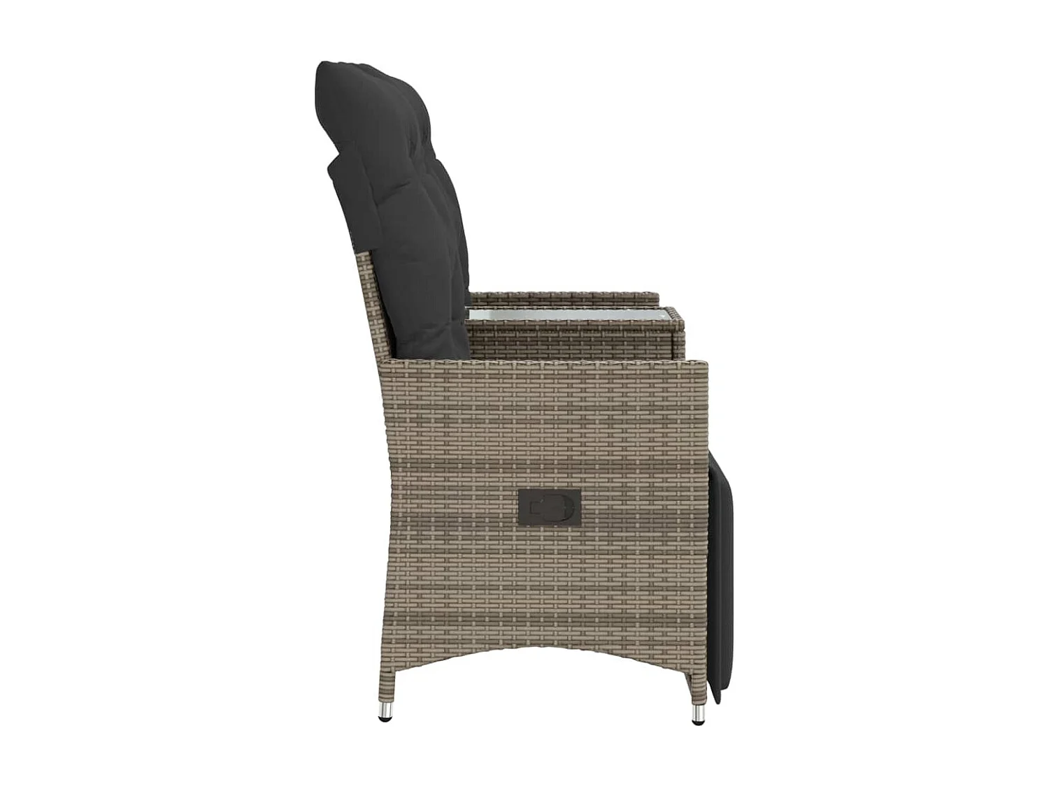 Canapé de jardin inclinable 2 places avec table gris poly rotin FR128573