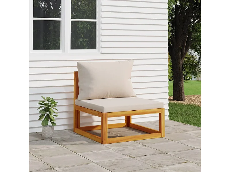 Canapé central de jardin et coussins gris clair bois d'acacia FR69811