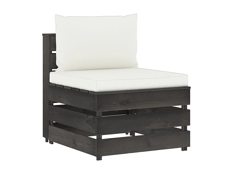 Canapé central sectionnel avec coussins Bois imprégné de gris FR63622