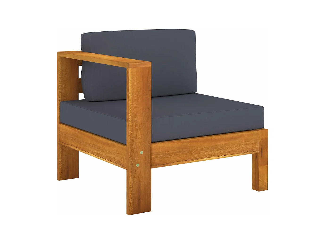 Canapé central avec 1 accoudoir Gris foncé Acacia solide FR99021