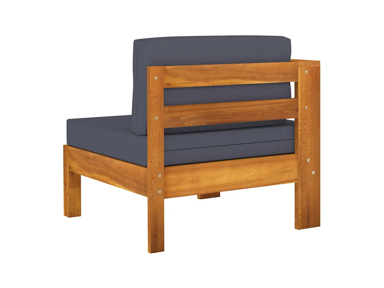 Canapé central avec 1 accoudoir Gris foncé Acacia solide FR99021
