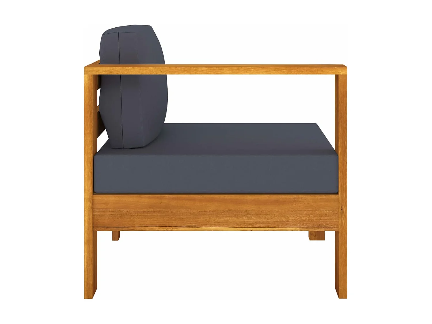 Sofá centro c/ 1 apoio de braços acácia maciça cinzento-escuro PT732051