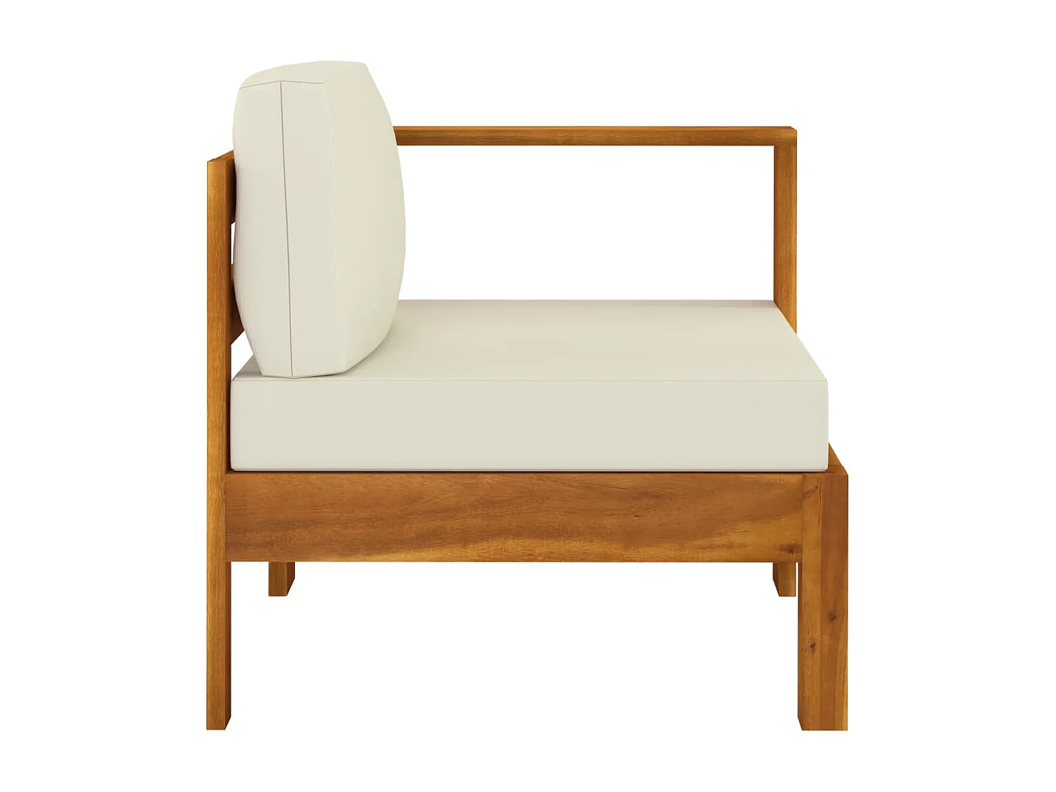 Sofá de centro com 1 apoio de braços acácia maciça branco nata PT325699