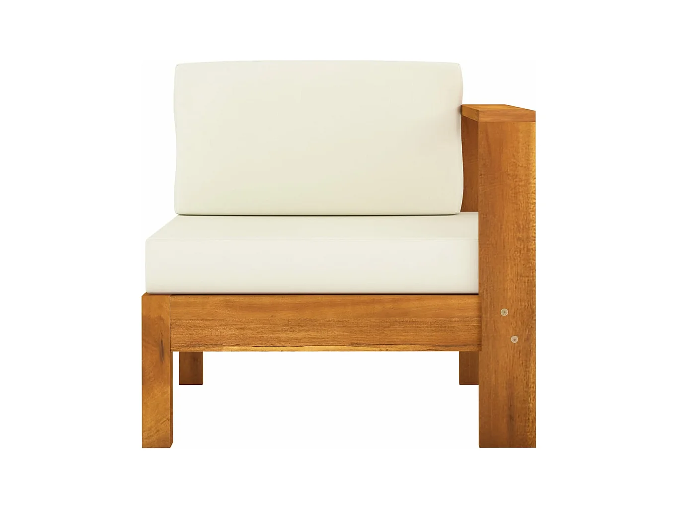Canapé central avec 1 accoudoir Blanc crème Acacia solide FR77605