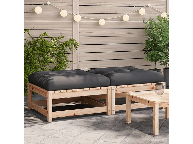 Apoio de pés p/ jardim c/ almofadões 2 pcs pinho maciço PT105238