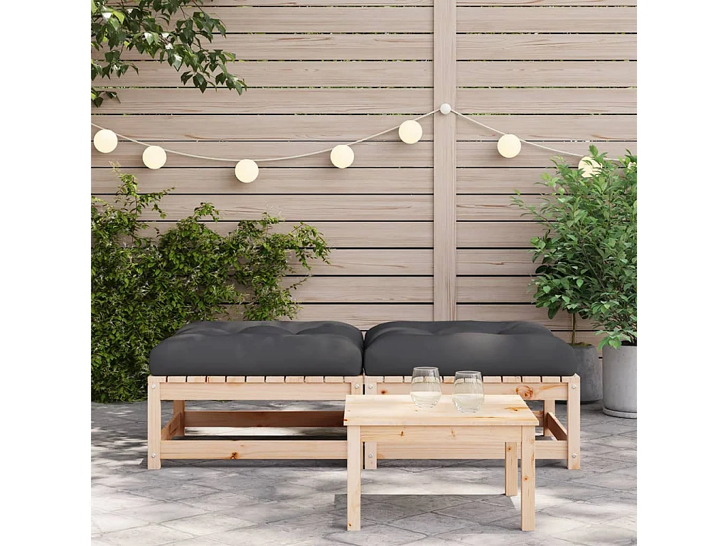 Canapé de jardin - Repose-pieds de jardin avec coussins 2 pcs bois de pin massif FR52087