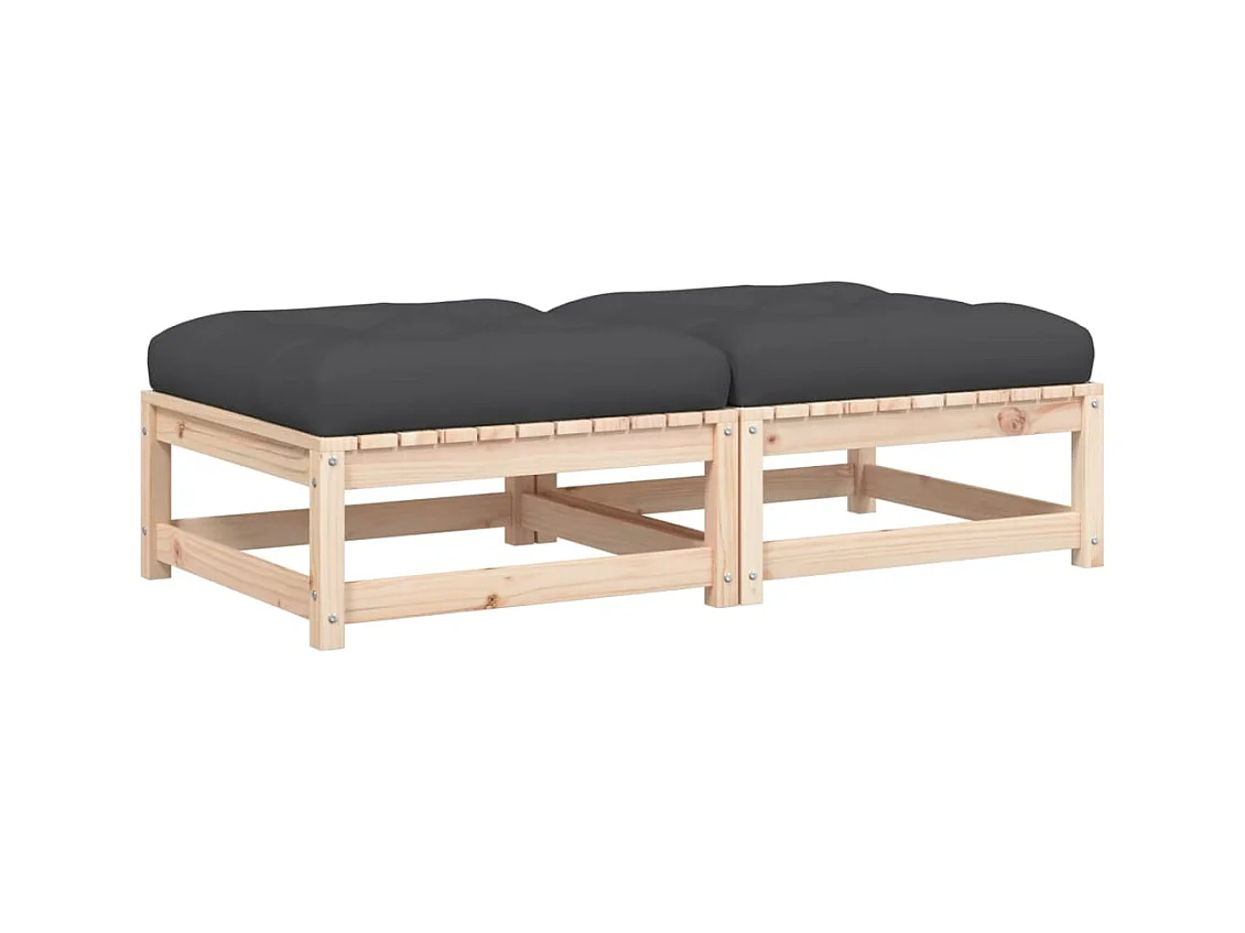 Canapé de jardin - Repose-pieds de jardin avec coussins 2 pcs bois de pin massif FR52087