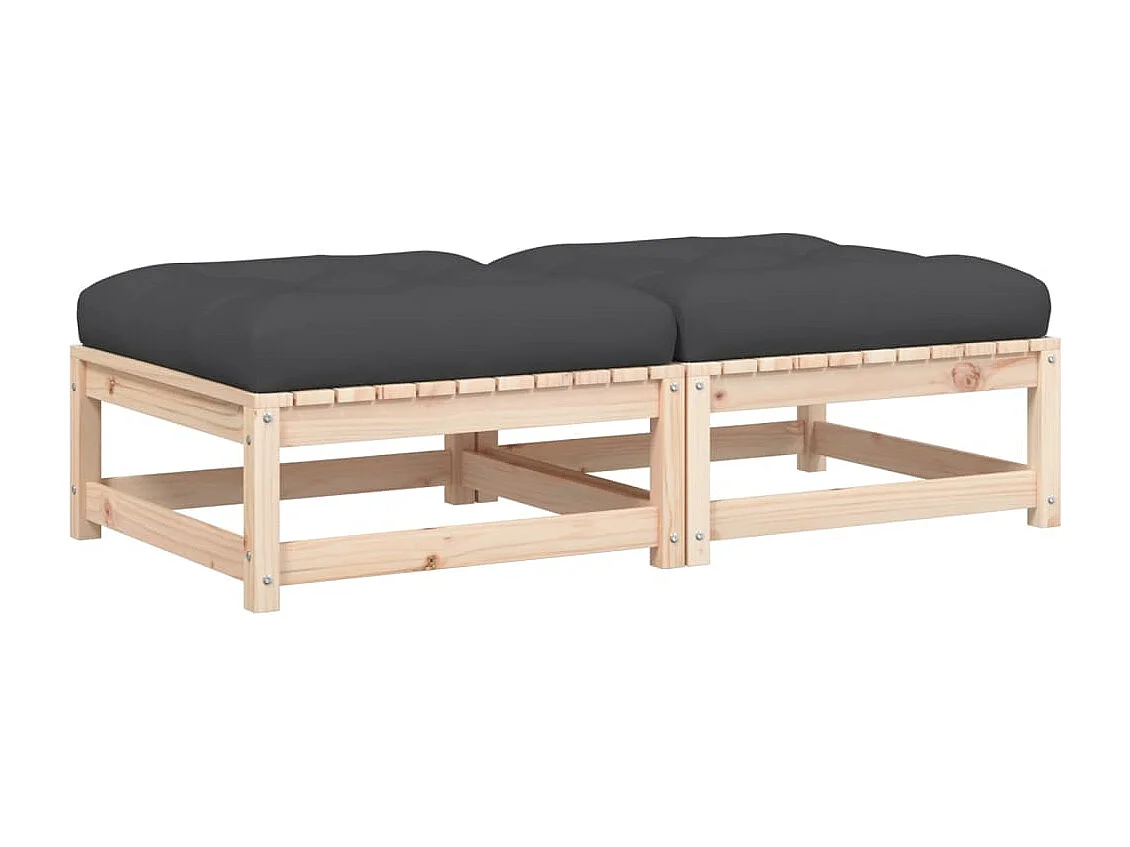 Canapé de jardin - Repose-pieds de jardin avec coussins 2 pcs bois de pin massif FR52087