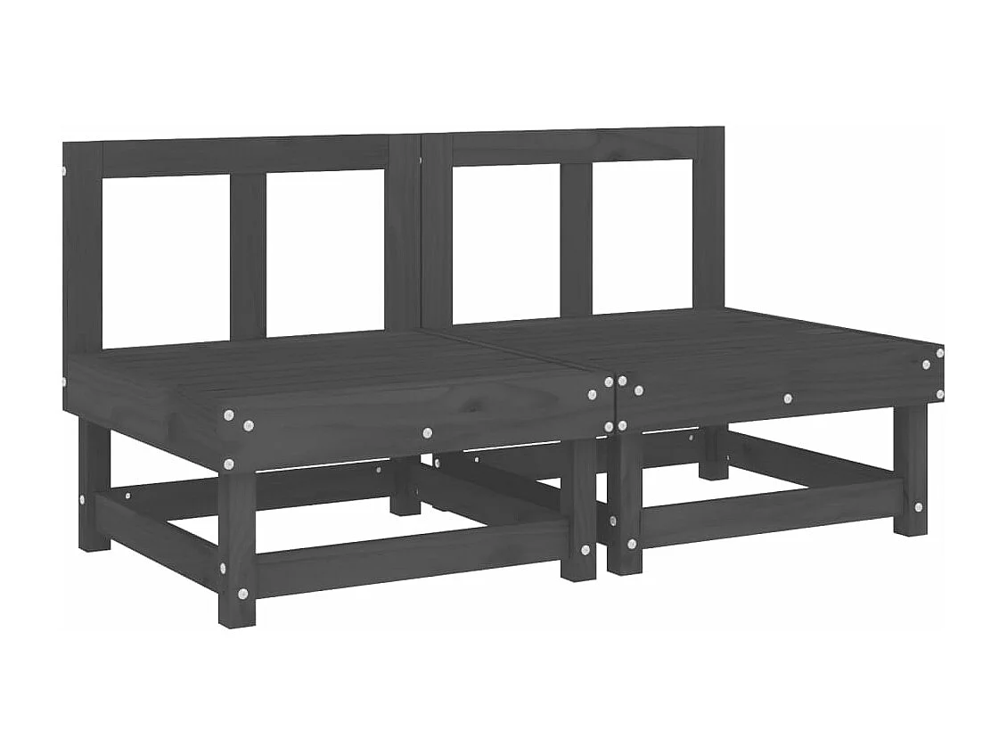 Canapés centraux de jardin 2 pcs gris bois de pin massif FR60962