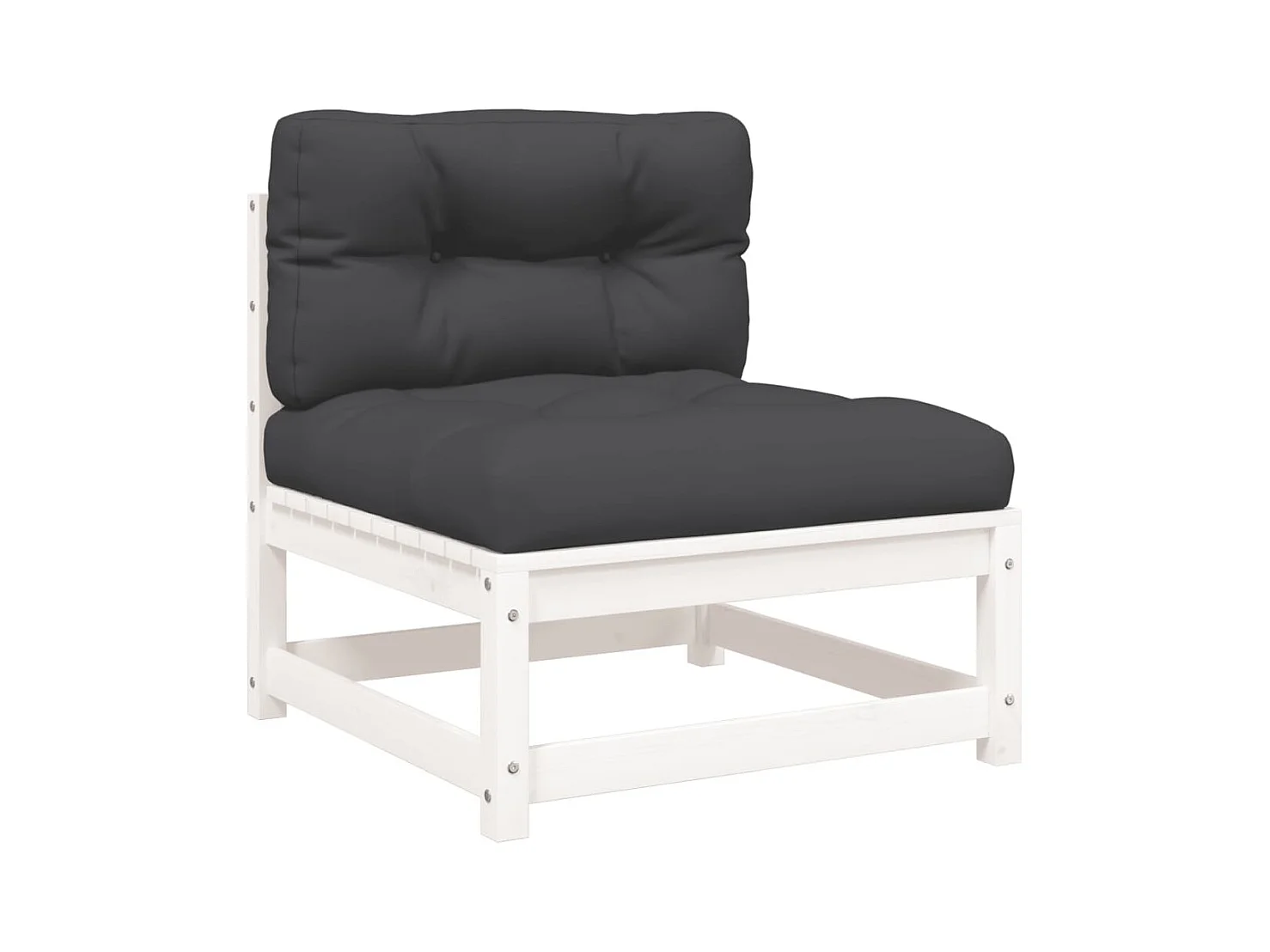 Tuinbanken 2 st zonder armleuningen met kussens grenenhout wit BE298884