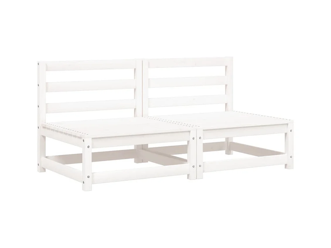 Tuinbanken 2 st zonder armleuningen met kussens grenenhout wit BE298884