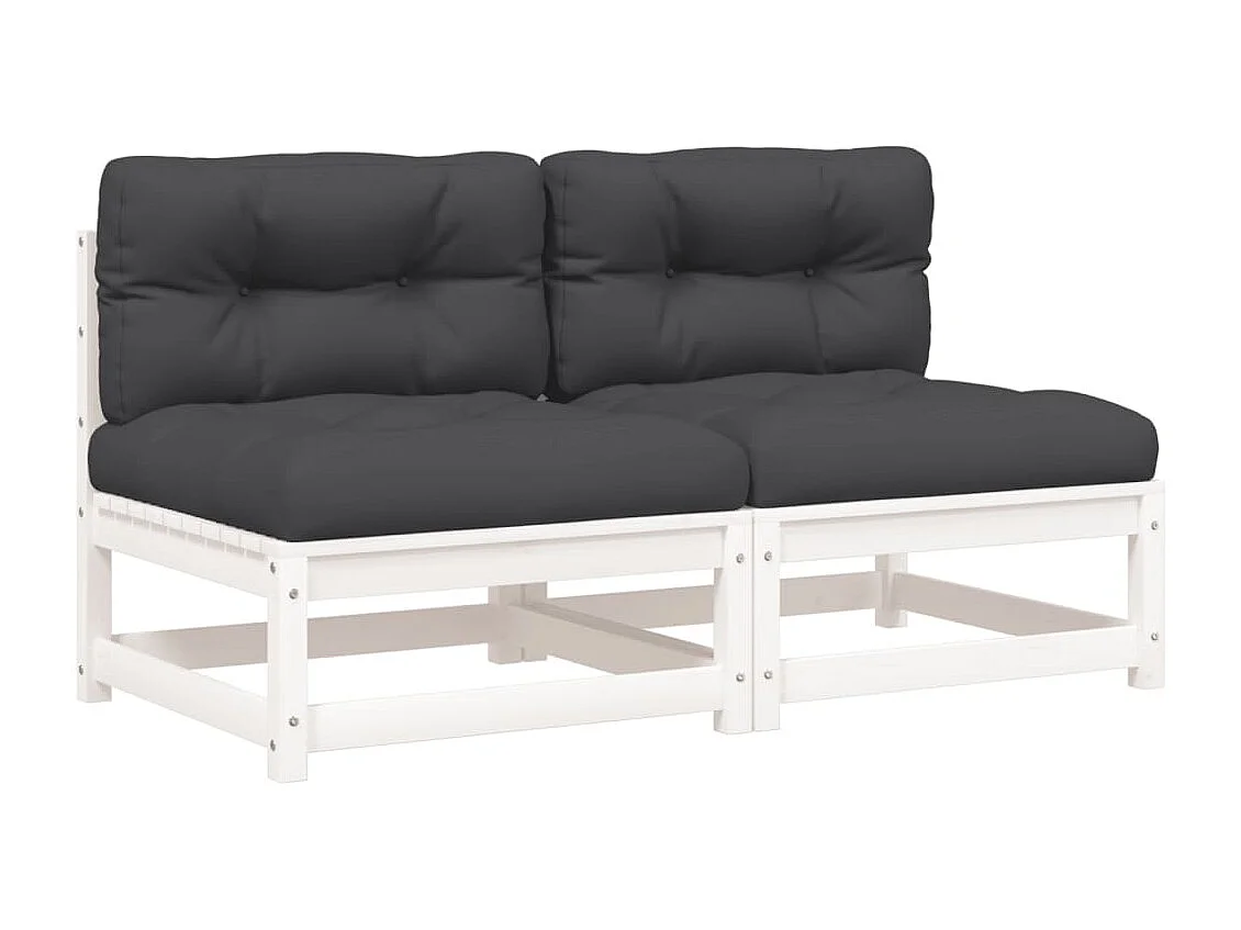 Canapés de jardin sans accoudoirs coussins 2pcs bois massif pin FR96598