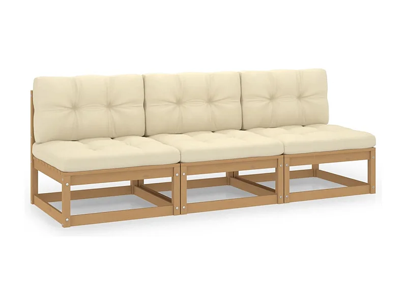 Canapé 3 places avec coussins Bois de pin massif FR341866