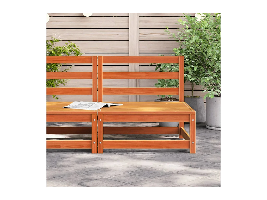 Canapé de jardin sans accoudoirs cire marron bois de pin massif FR74372